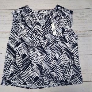 NWT Trina Turk Black & White Abstract Blouse XL